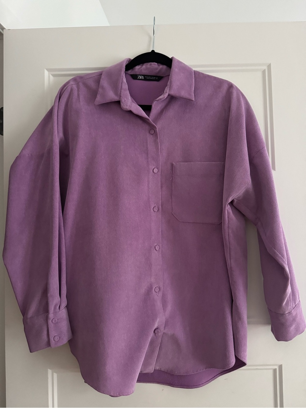 Zara Girls Lilac Corduroy Button-Down Shirt - Picture 2 of 4